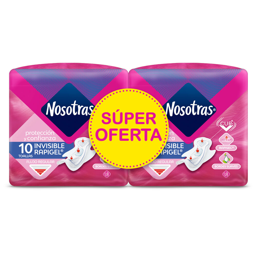 Promox2 Toallas Nosotras Invisible Rapigel Paquete X 10