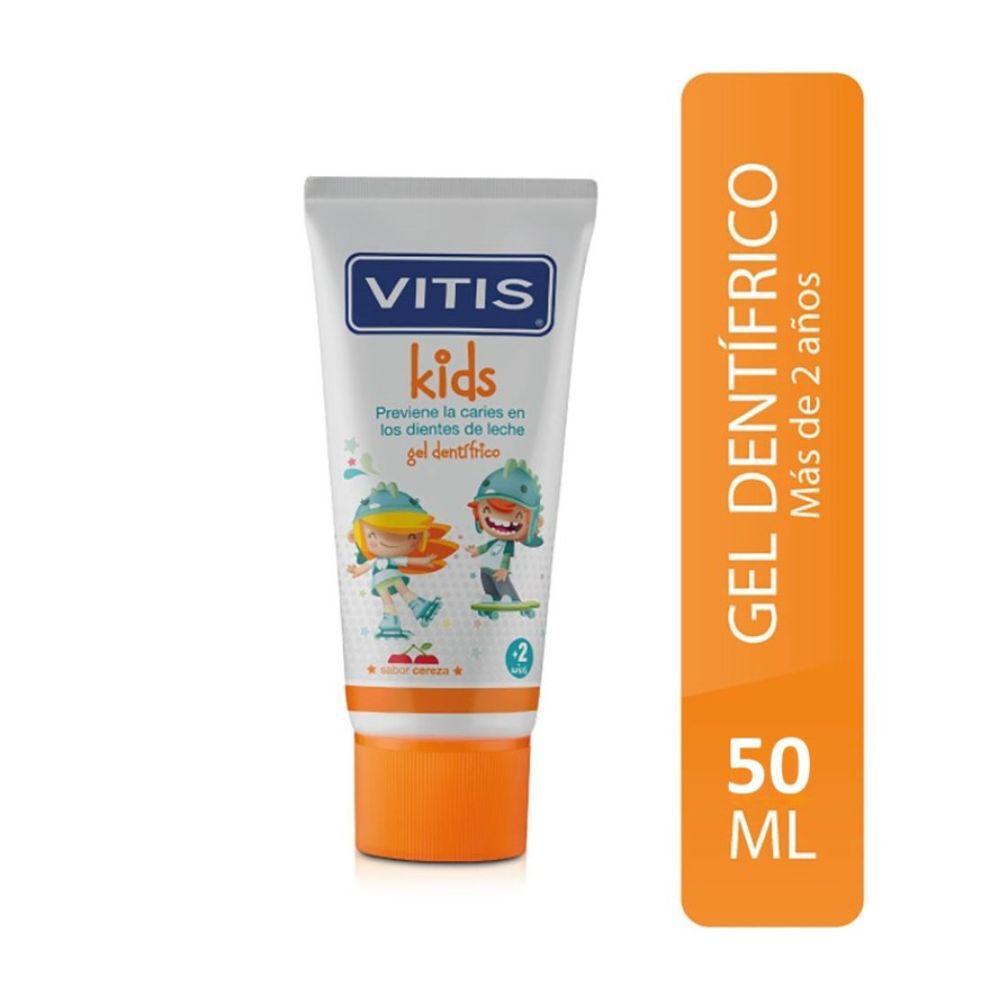 Gel Dentrifico Vitis Kids Con Fluor Tubo X 50Ml Cereza