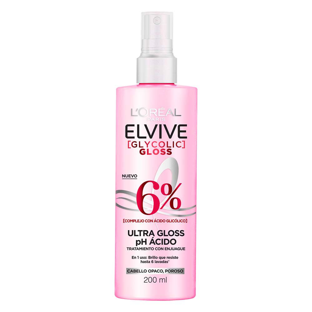 Tratamiento-Con-Enjuague-Loreal-Paris-Elvive-Glycolic-Gloss-6%-Ph-Acido-Frasco-X-200Ml-imagen-1