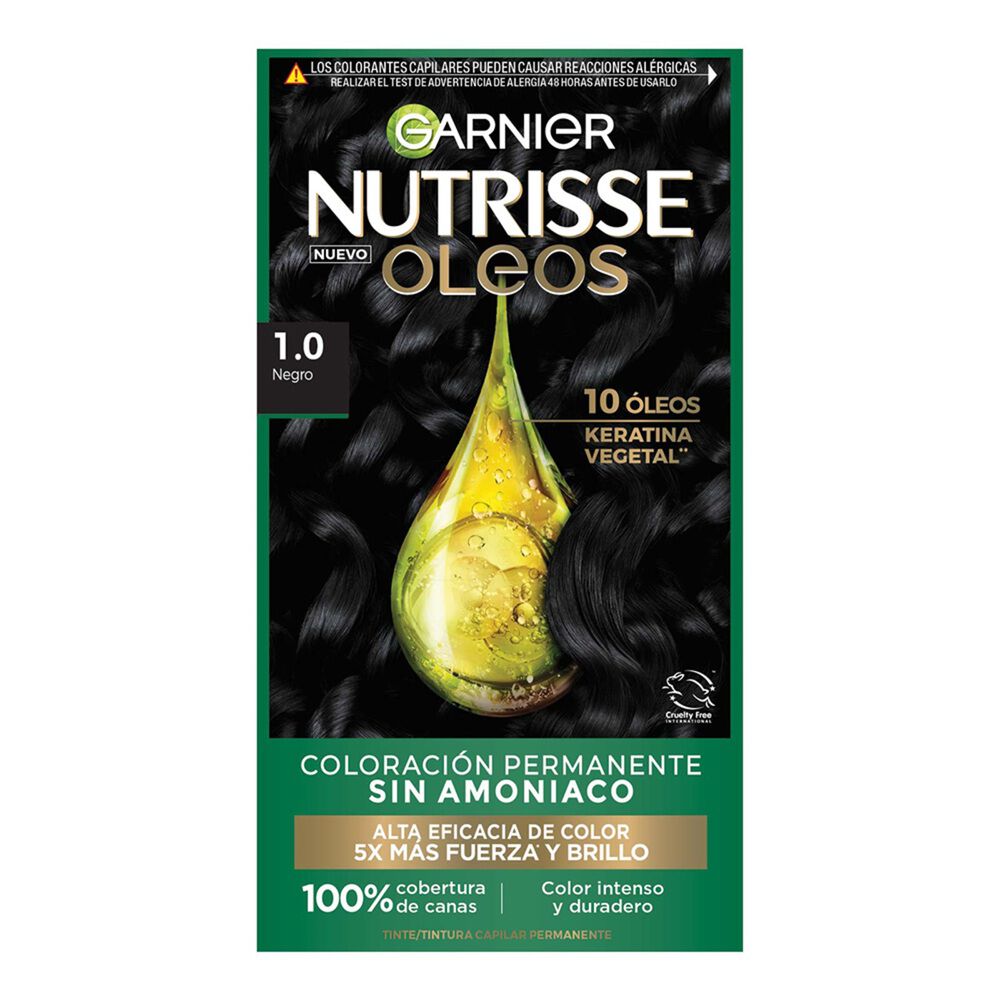 Tintura Garnier Nutrisse Oleos Tono 1.0 Negro Sin Amoniaco