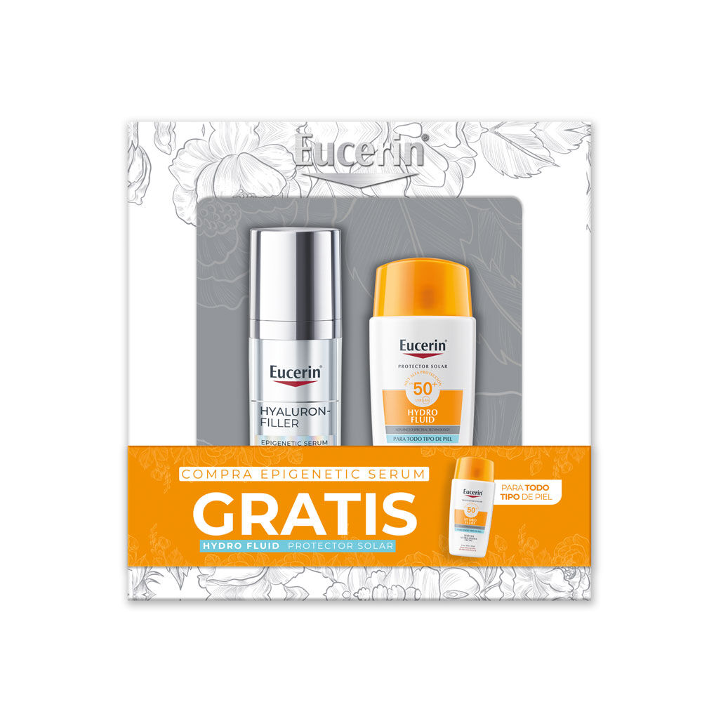 Kit Eucerin Serum Gratis Bloqueador Solar Hydro Fluid Paquete 1 Frasco 30Ml + 1 Frasco 50Ml