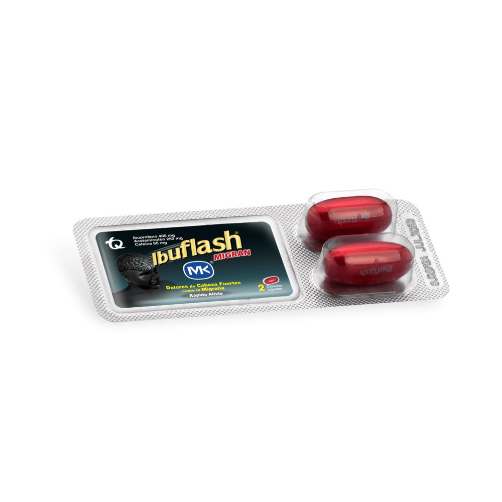Ibuflash Migran (250+65+400) mg · Blister 2 Cápsulas