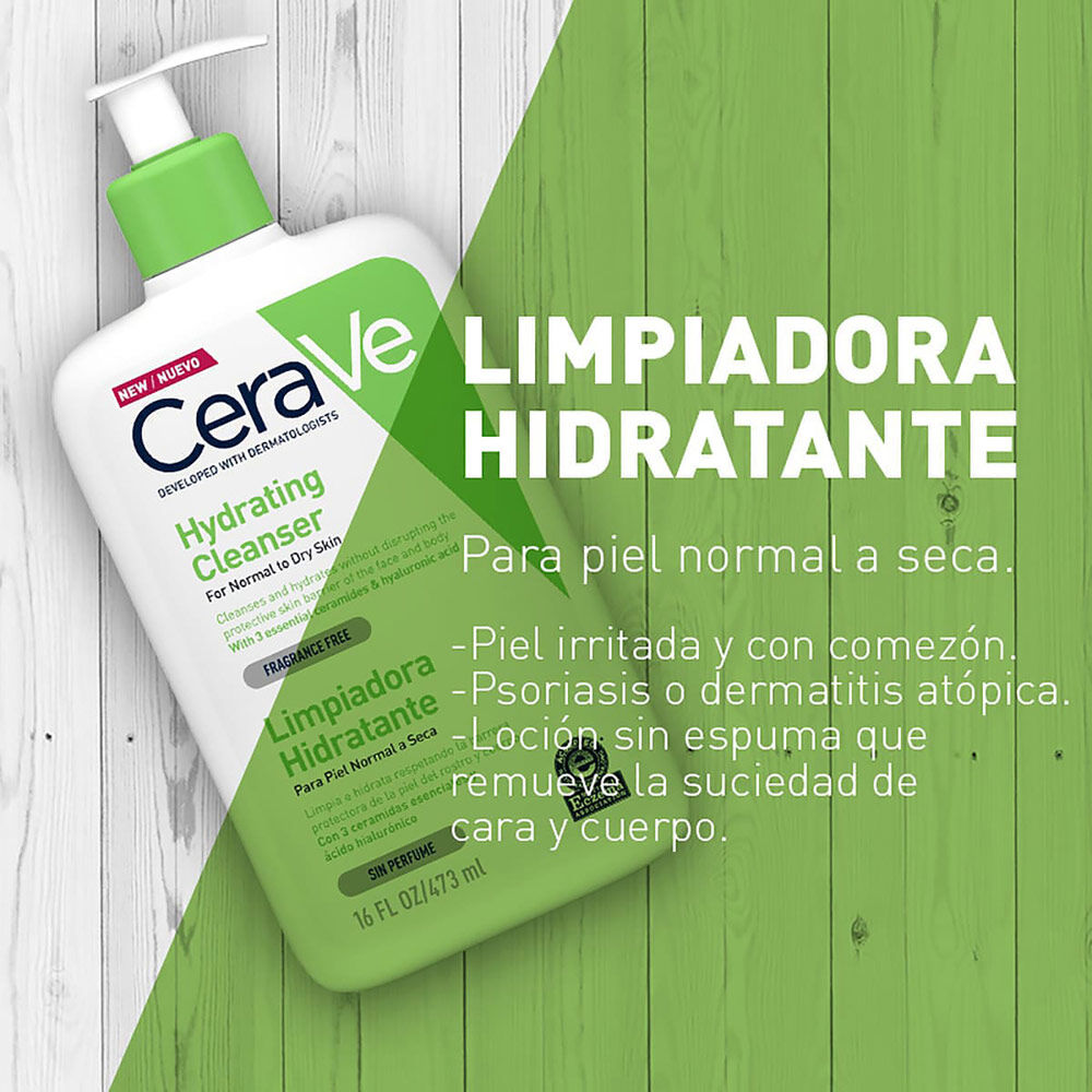 Cerave-Hydrating-Cleanser  Limpiadora-Hidratante-Frasco-X-473Ml-Para-Piel-Normal-A-Seca-imagen-4