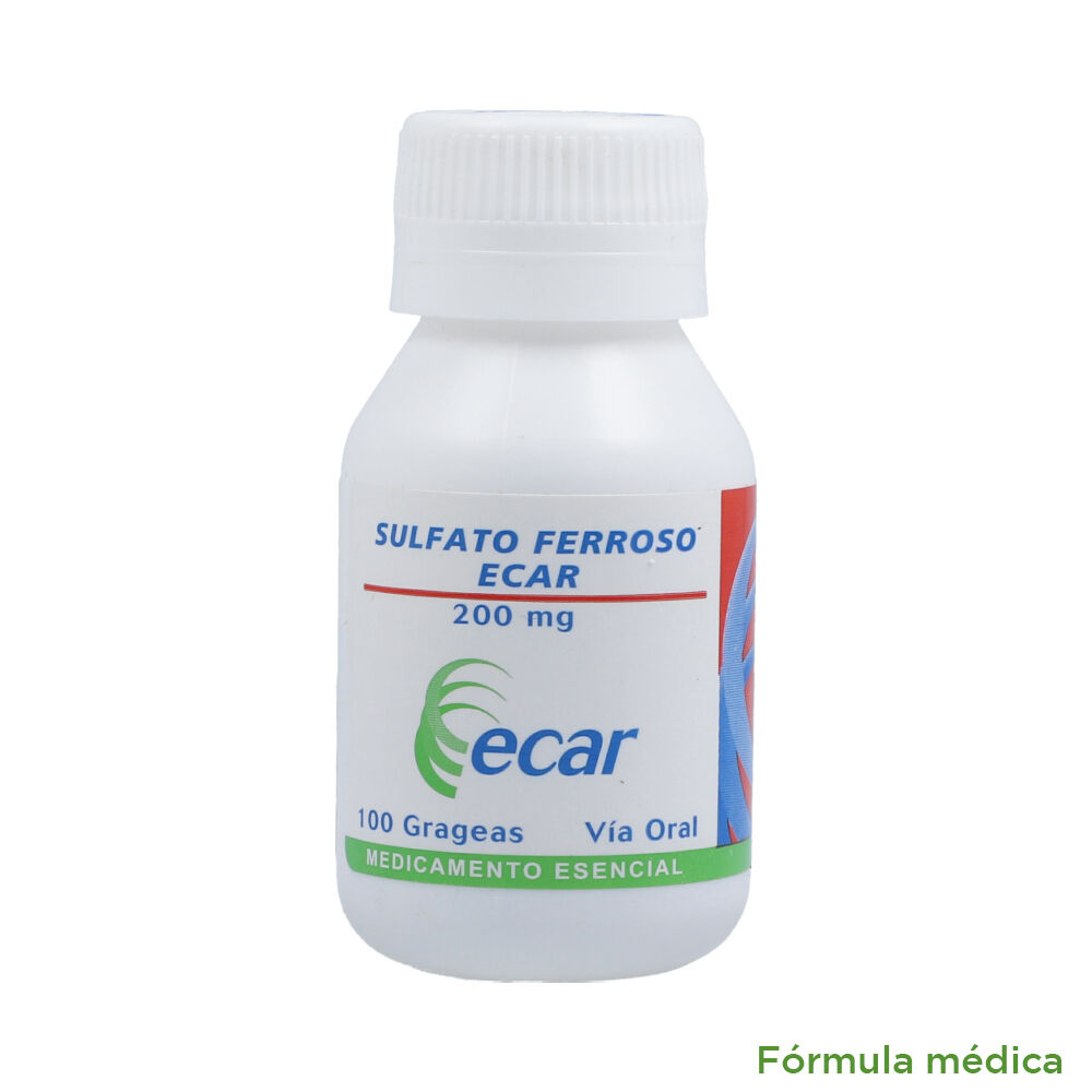Sulfato Ferroso 200 Mg Tabletas Recubiertas Fco X 100 Ecar