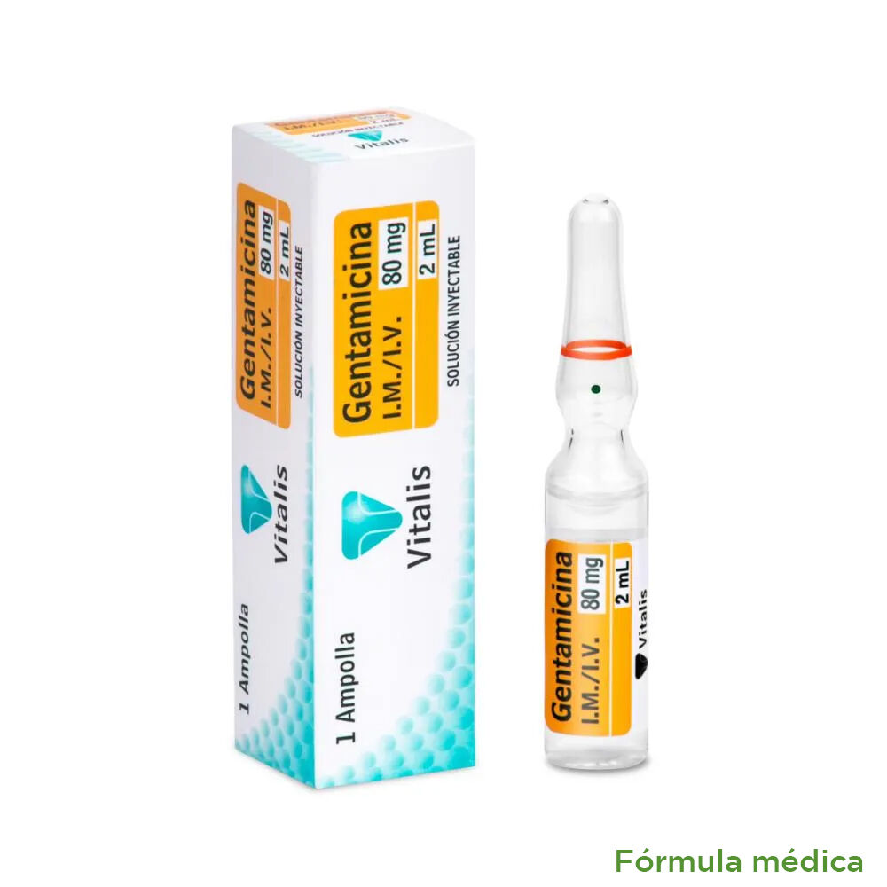 Gentamicina 80Mg/2Ml(40Mg/Ml) Solución Inyección Caja X 1Ampolla X 2Ml Vitalis