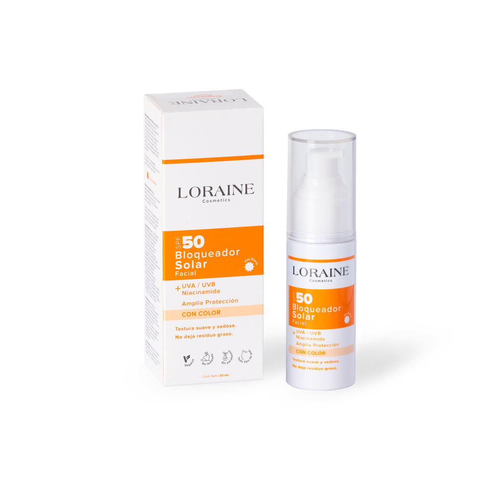 Bloqueador-Solar-Facial-Loraine-Cosmetics-Spf-50-+-Uva-+-Uvb-Con-Color-Frasco-por-50Ml-imagen-3