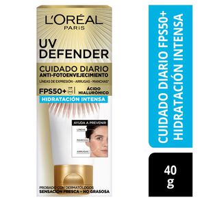Crema-Cuidado-Diario-Hidratación-Intensa-Loreal-Paris-Uv-Defender-Anti-Fotoenvejecimiento-Fps-50-No-Grasosa-Tubo-X-40Gr-imagen