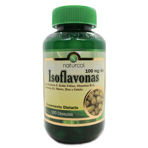 Isoflavonas-Naturcol-Vitamina-C,-B12,-D3,-Ácido-Fólico,-Hierro,-Zinc-Y-Calcio-Cápsulas-Frasco-X-100-imagen