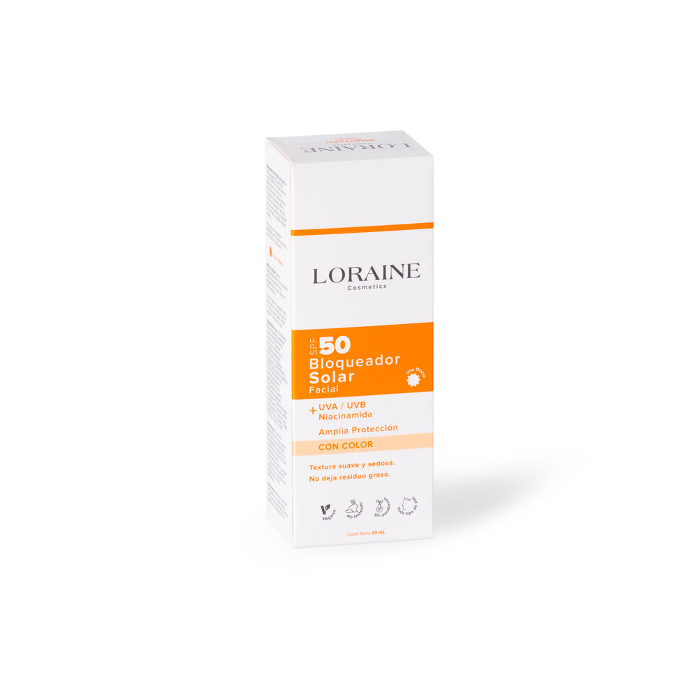 Bloqueador-Solar-Facial-Loraine-Cosmetics-Spf-50-+-Uva-+-Uvb-Con-Color-Frasco-por-50Ml-imagen-1