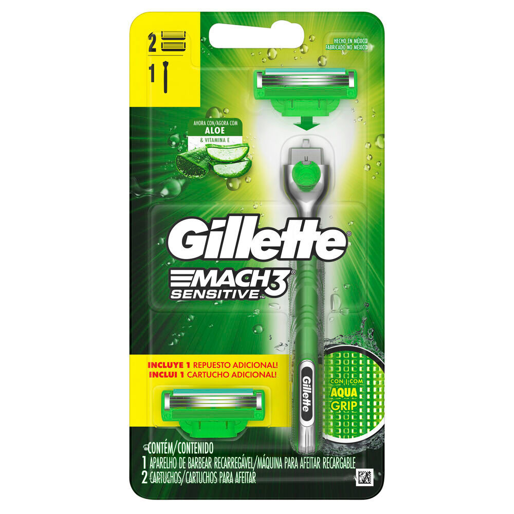 Maquina Afeitar +2 Repuestos Gillette Mach 3 Sensitive