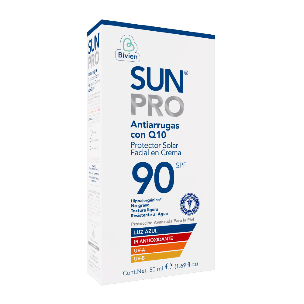 Protector Solar Facial En Crema Sun Pro Antiarrugas Con Q10 Spf 90 Tubo X 50Ml