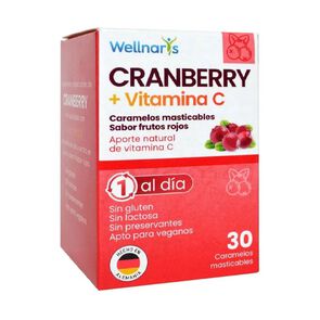 Caramelo-Masticable-Wellnaris-Cramberry-+-Vitamina-C-Tabletas-Frasco-X-30-Frutos-Rojos-imagen