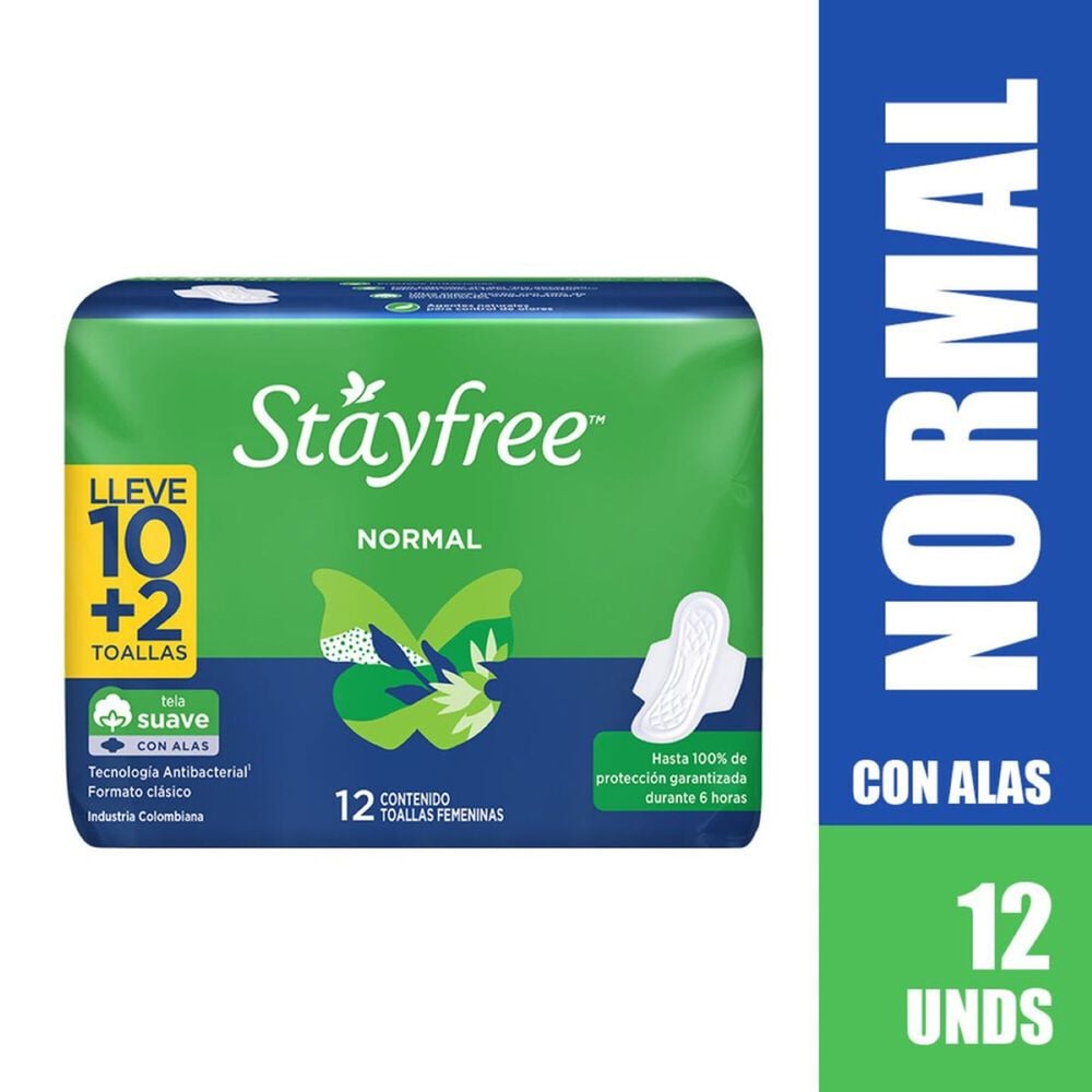 Toalla Higienica Con Alas Pague 10 Lleve 12 Stayfree Paquete X 12