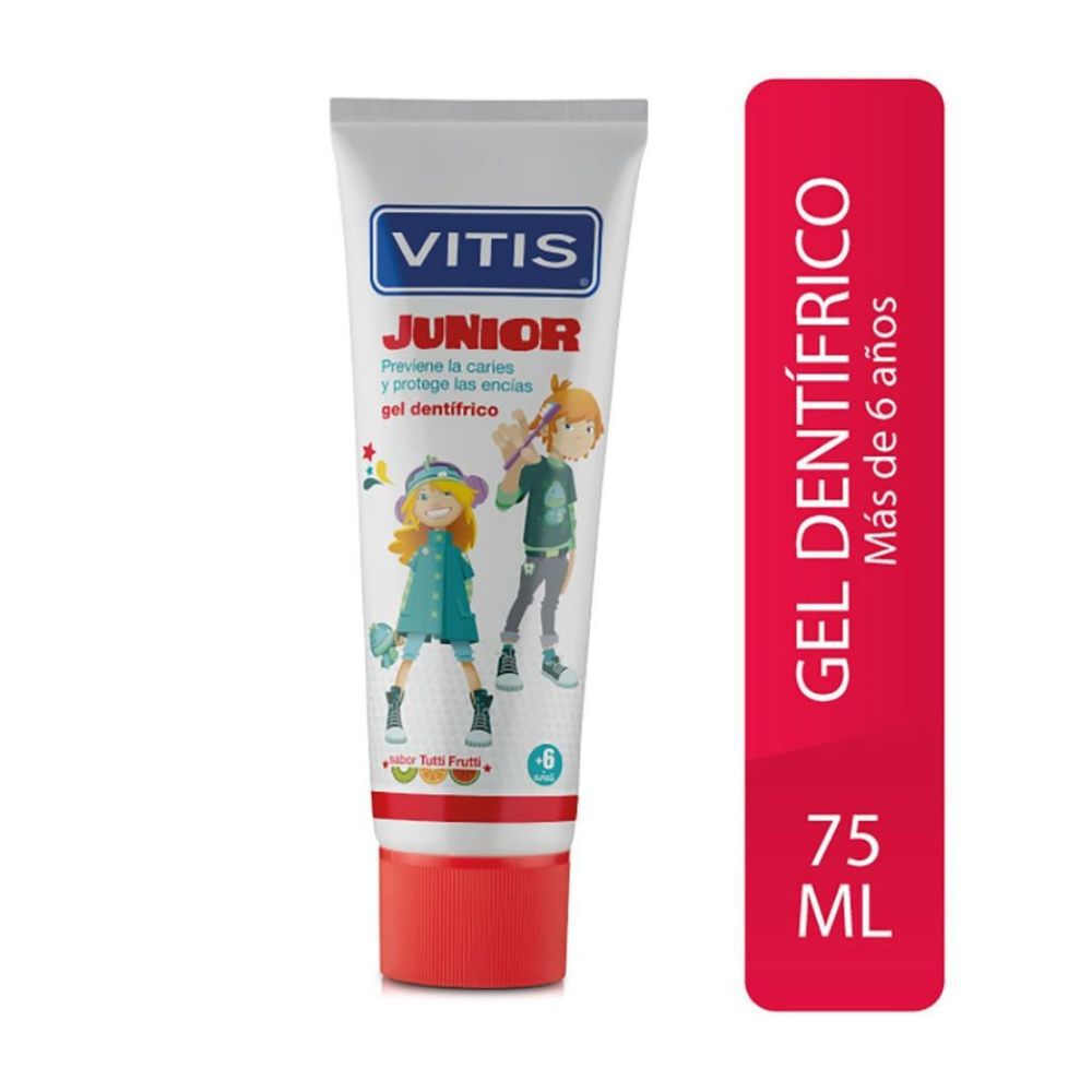 Junior Gel Dentrifico Vitis Con Fluor Tubo X 75Ml Tutti Frutti