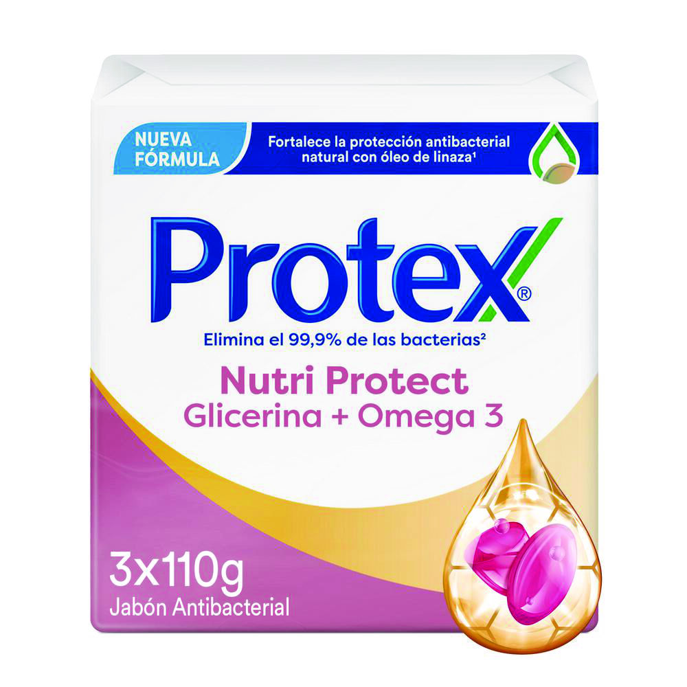 Jabón Antibacterial Protex Nutri Protect Omega 3 Paquete X 3 Barra X 110Gr