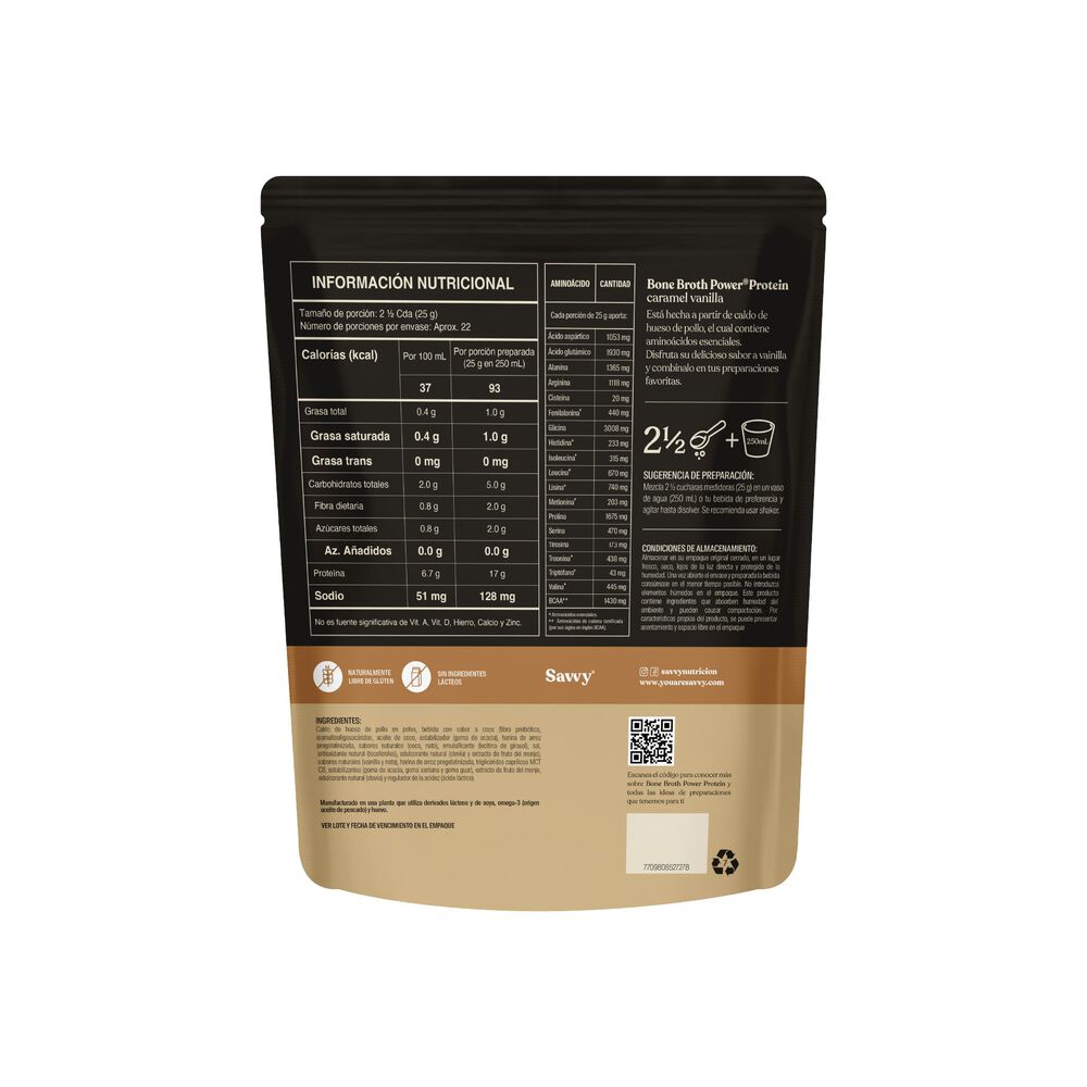 Proteina-Bone-Broth-Power-Savvy-Doypack-560Gr-Caramel-Vanilla-imagen-2