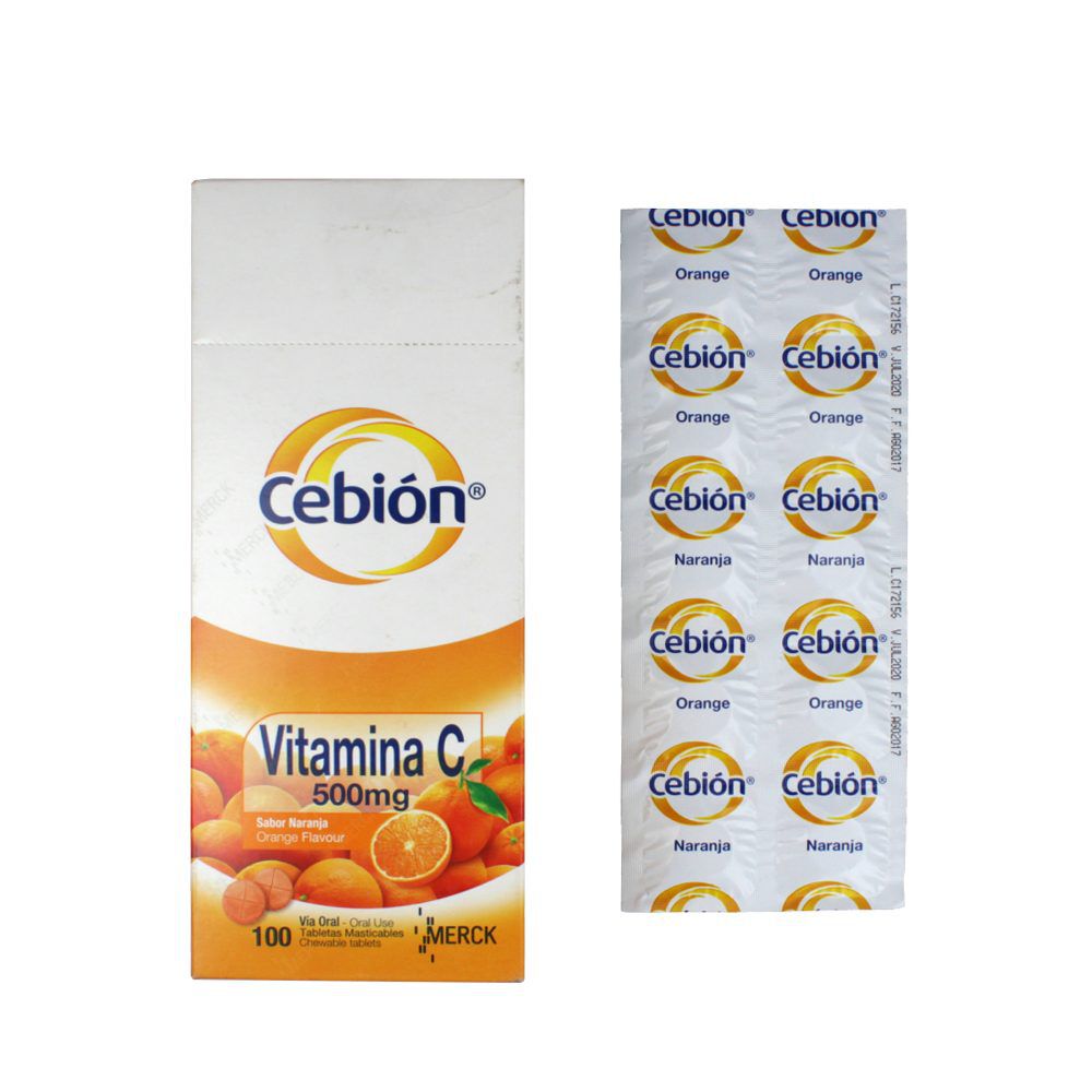 Cebión-Tabletas-Masticables-Sabor-A-Naranja-500Mg-Blister-X-10-imagen