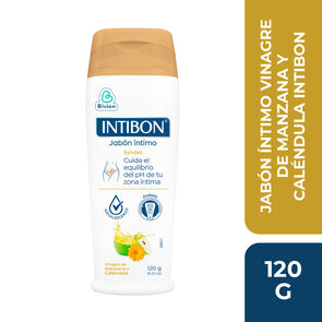 Jab&oacute;n-&Iacute;ntimo-Vinagre-de-Manzana-y-Cal&eacute;ndula-Intibon-Frasco-x-120g-imagen
