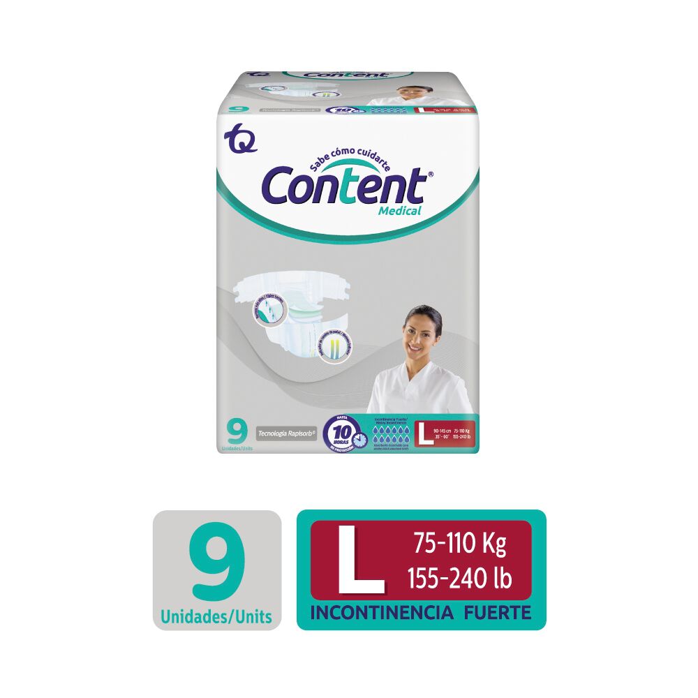 Pañal Content Medical Paquete Por 9 Talla L