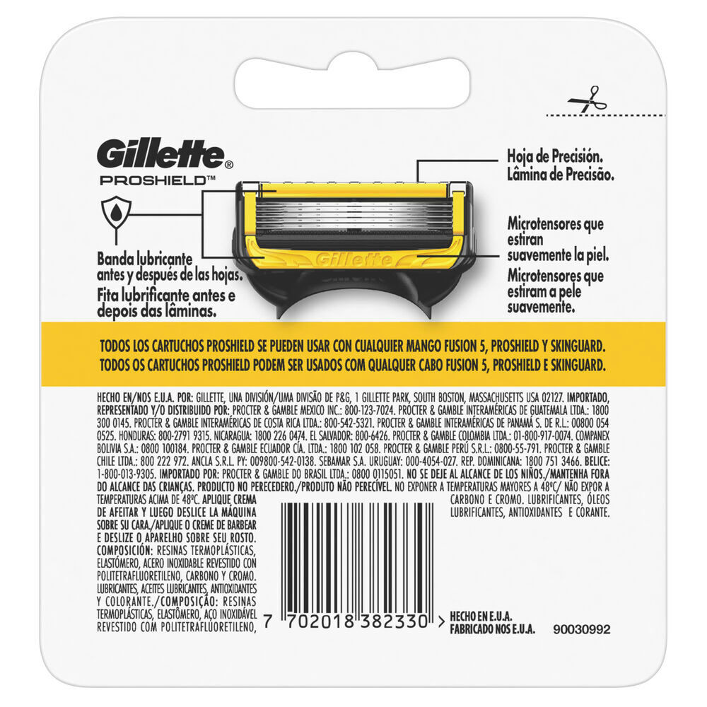 Repuesto-Cuchilla-Afeitar-Gillette-Sobre-X-4-Fusion5-Proshield-imagen-2