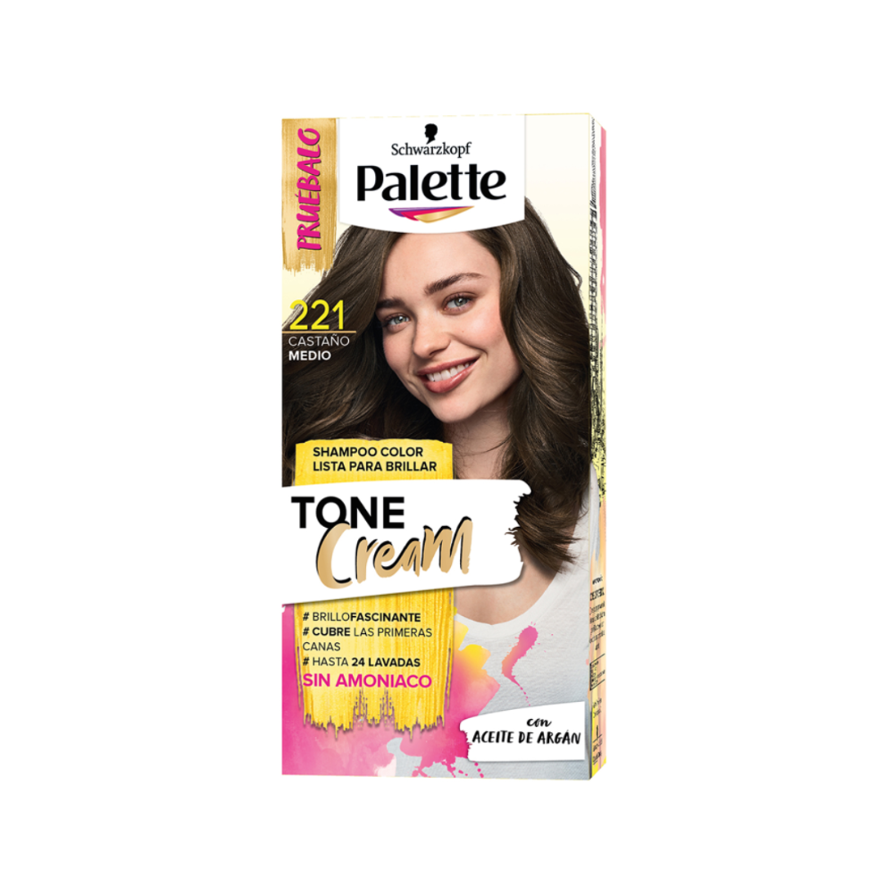 Shampoo-Palette-Tono-Cream-221-Caja-por-1Tubo-X50Ml+1-Frasco-X20Ml+Guante-X1Par-Castano-Medio-imagen-1