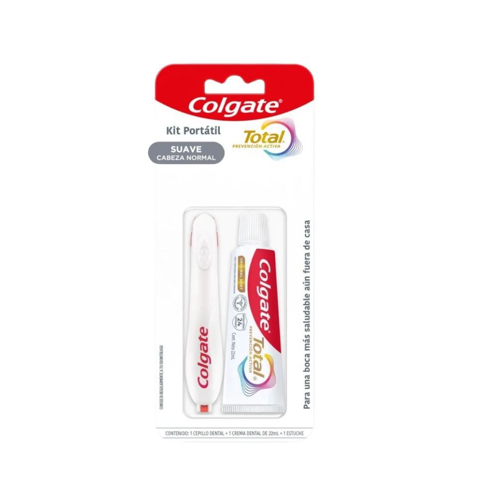 Kit Crema Dental Y Cepillo De Dientes Colgate Total Portatil