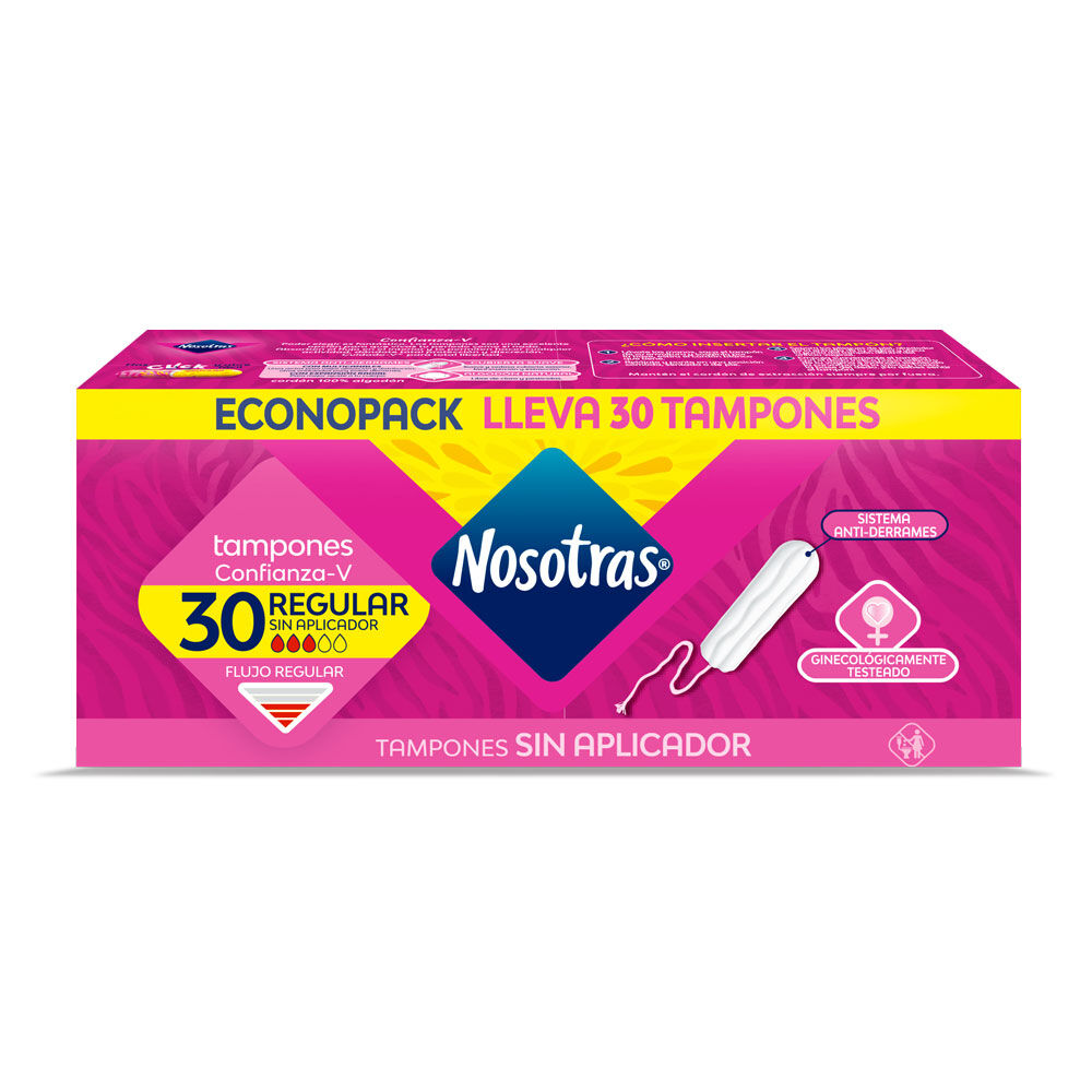 Tampones Nosotras Regular Sin Aplicador Econopack Caja X 30 Und