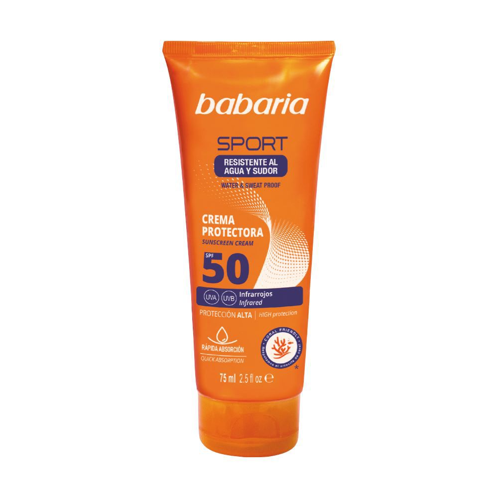Crema Protectora Babaria Sport Resistente Al Agua Y Al Sudor Spf 50 Tubo X 75Ml