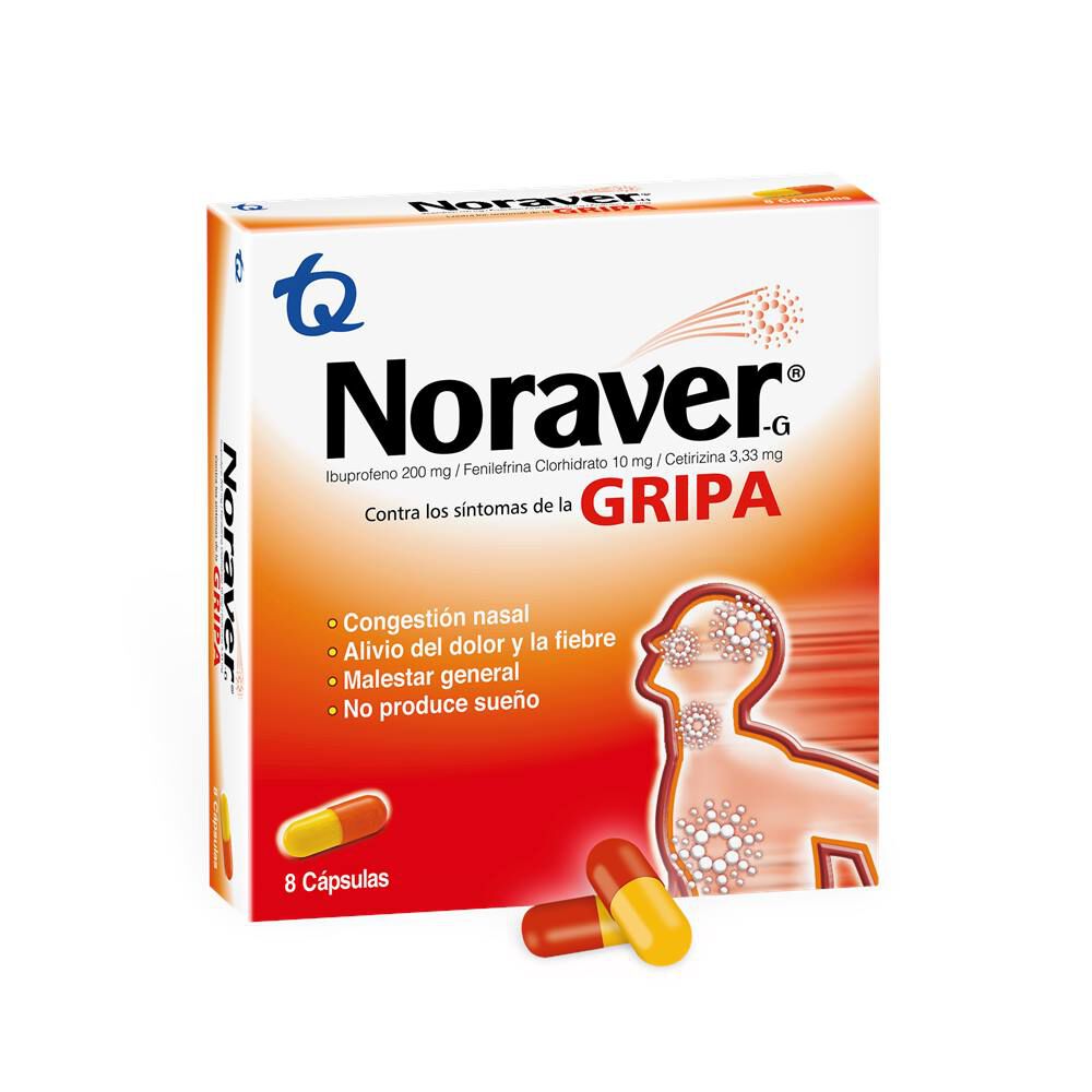 Noraver Gripa (3.33+10+200)Mg Capsulas Caja X 8