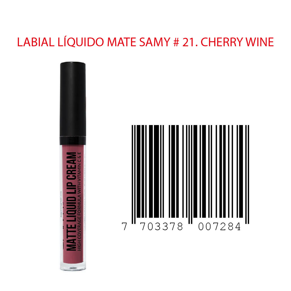 Labial-Liquido-Mate-Alta-Cobertura-Samy-Frasco-X-4Ml-21.-Cherry-Wine-imagen-3