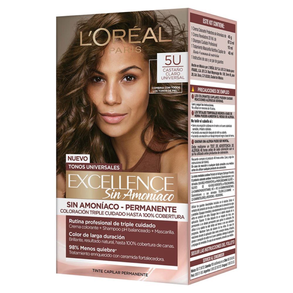 Tinte-Capilar-Loreal-Paris-5U-Excellence-Sin-Amoniaco-Tubo-por-45Gr-Castano-Claro-imagen