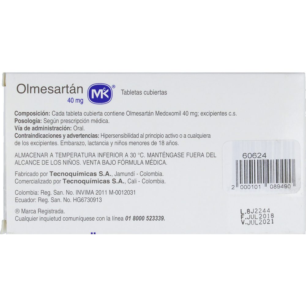 Olmesartan Mk 40Mg Caja X 10 Tabletas Recubiertas | Los expertos en ...