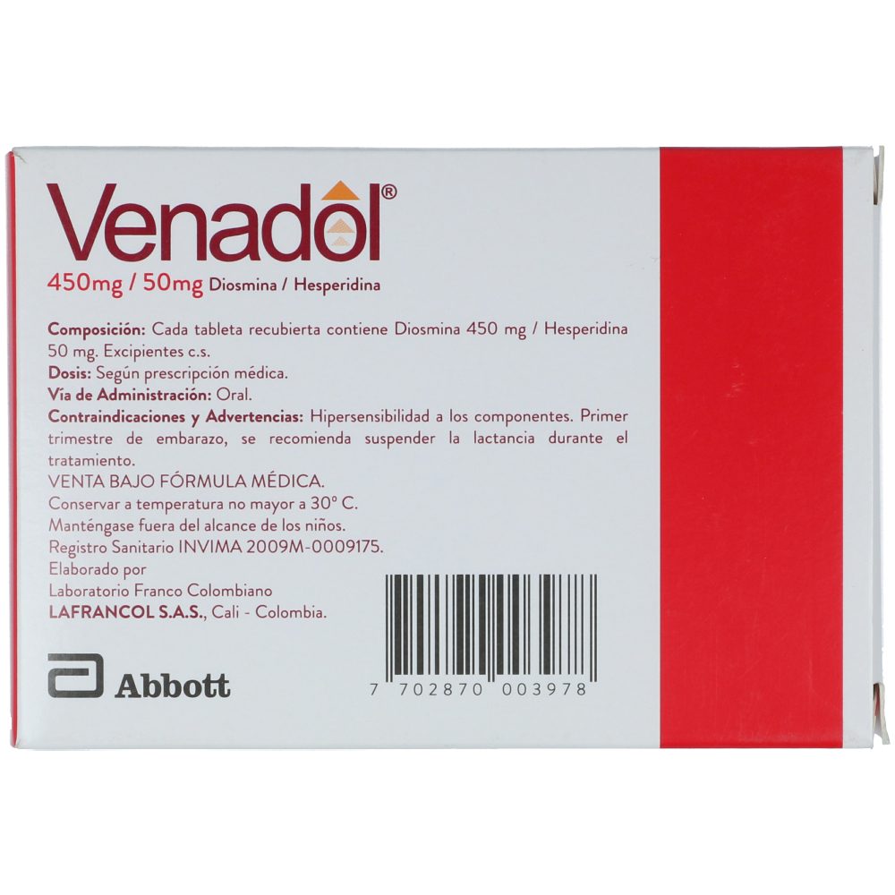 Venadol 450/50Mg Caja X 30 Tabletas Los expertos en ahorro Cruz Verde