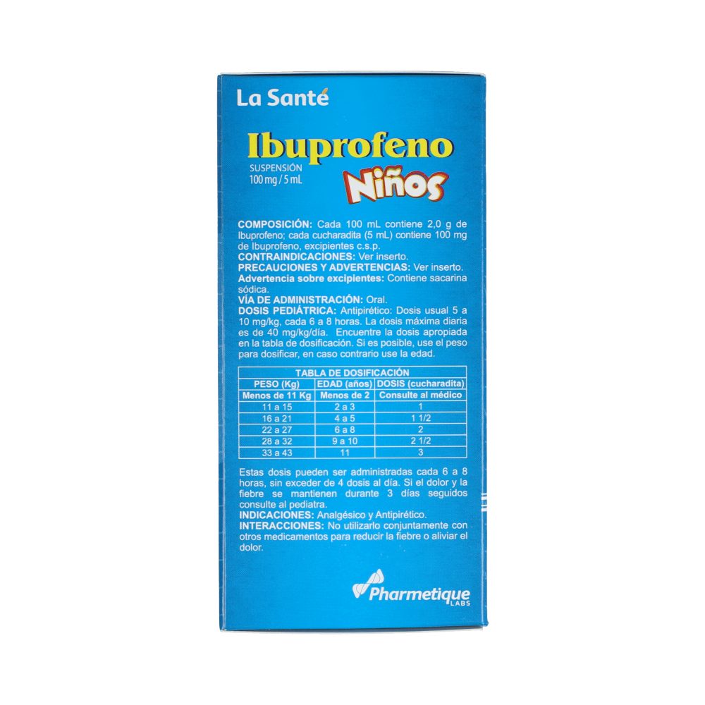 Ibuprofeno Niños Suspensión Oral Sabor a Fresa 100Mg/5mL (2) Frasco X