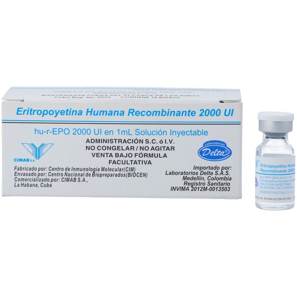 Eritropoyetina Humana Recom 2000uiml Solución Inyectable Delta X 1