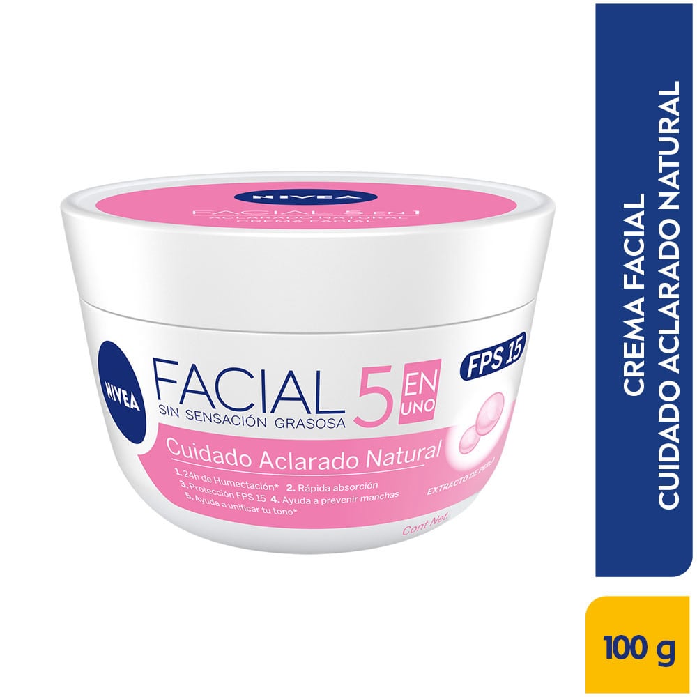 Crema Facial Nivea Pote X 100 mL Aclarado Natural Los expertos en