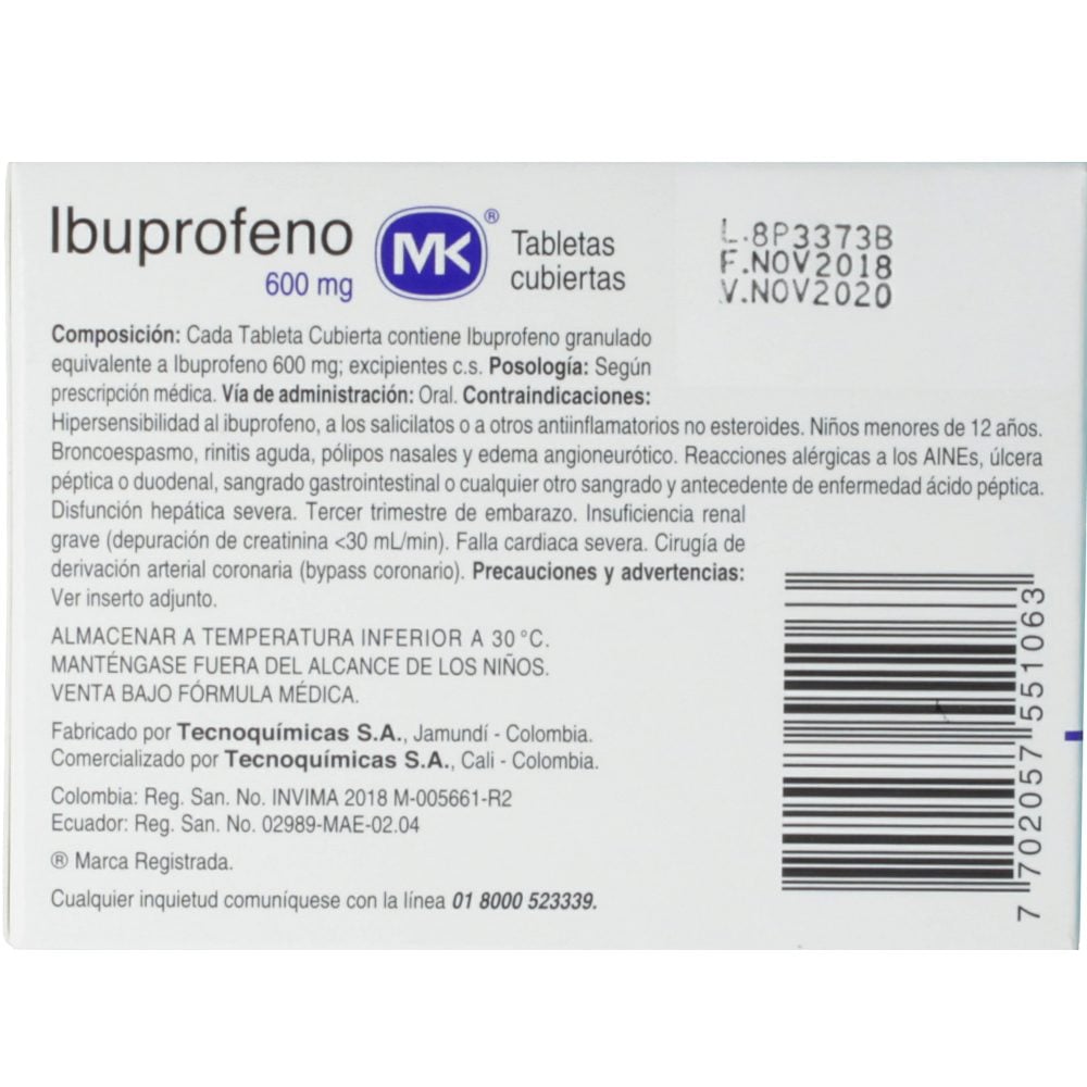 Ibuprofeno Tabletas Cubiertas 600Mg Blister X 10 Los expertos en