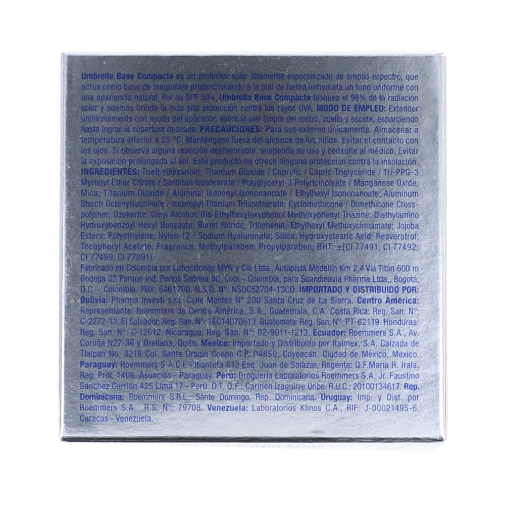 Base Compacta Umbrella Caj X 11Gr Spf 50+ Tono 3 Miel Los expertos en