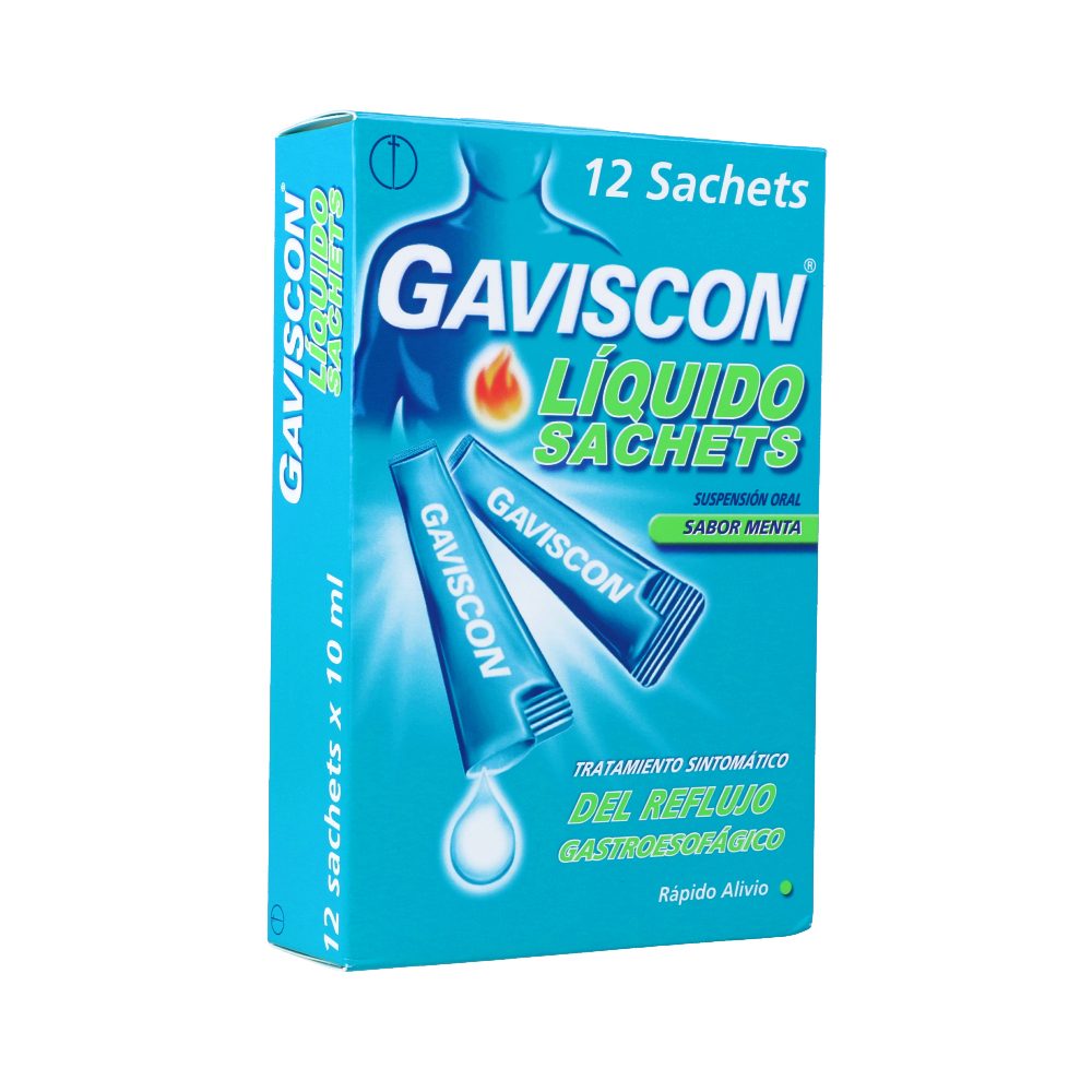 Gaviscon Suspensión Oral Sabor Menta Caja X 12 Sobres X 10mL Cruz Verde