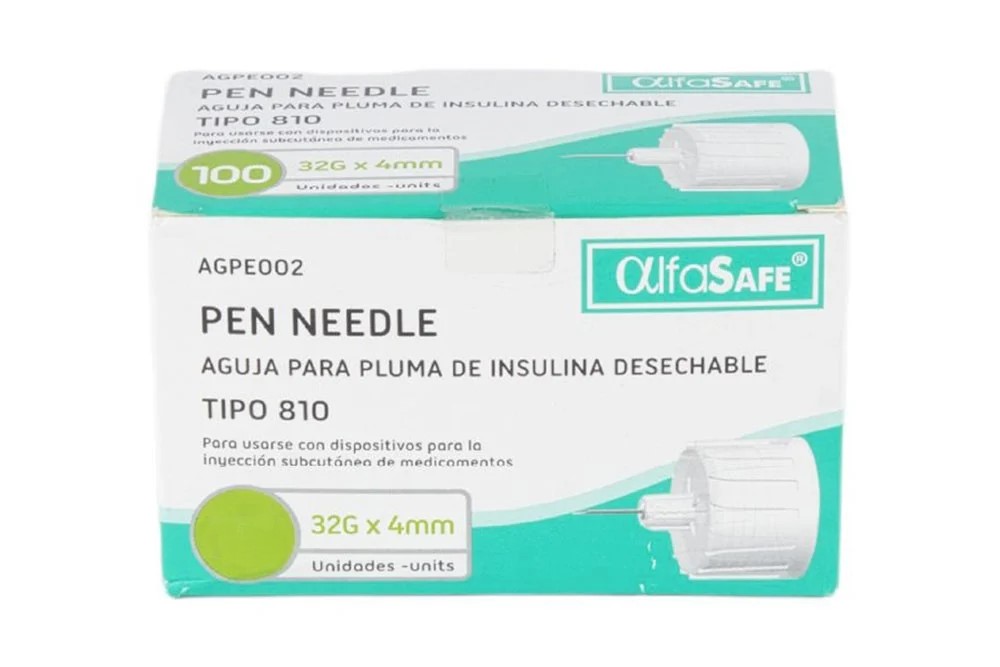 Aguja Pen Needle Alfa Safe referencia Agpe002 Tipo 810 32Gx4Mm Los