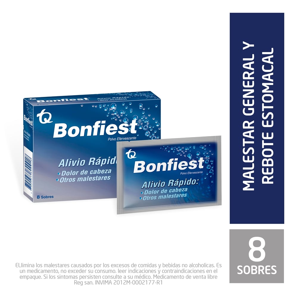 Bonfiest (500+2830)Mg/Sobre Gran Efervescente Caja X 8 Sobre x5Gr ...