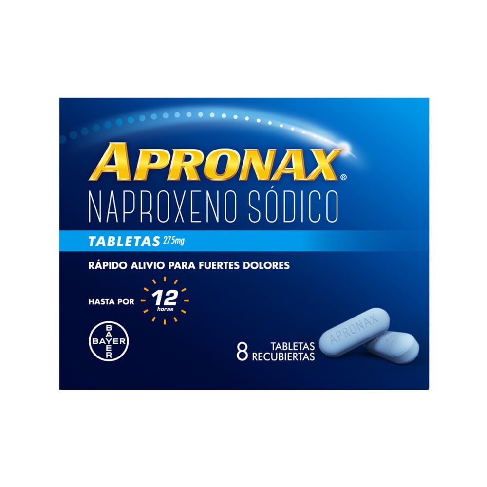 Apronax 275 Mg 8 Tabletas Recubiertas Cruz Verde 0873