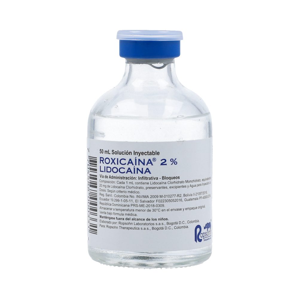 Roxicaina Lidocaína 2% Solución Inyectable Frasco X 50mL | Los expertos
