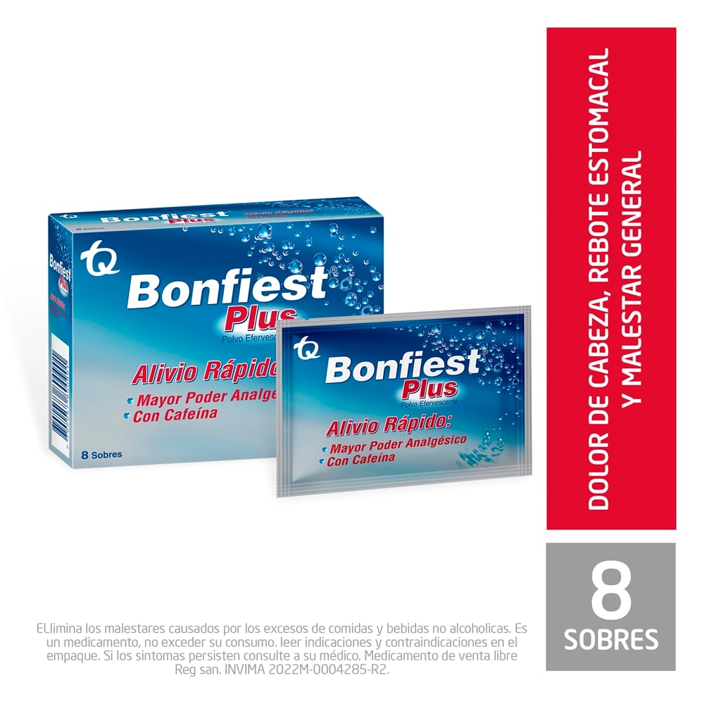 Bonfiest Plus (650+65+2510)Mg/Sobre Polvo Efervescente Caja X 8 Sobres ...