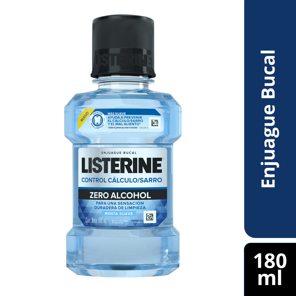 Listerine Control Calculo Frasco X 180 Ml Zero Alcohol Menta Suave