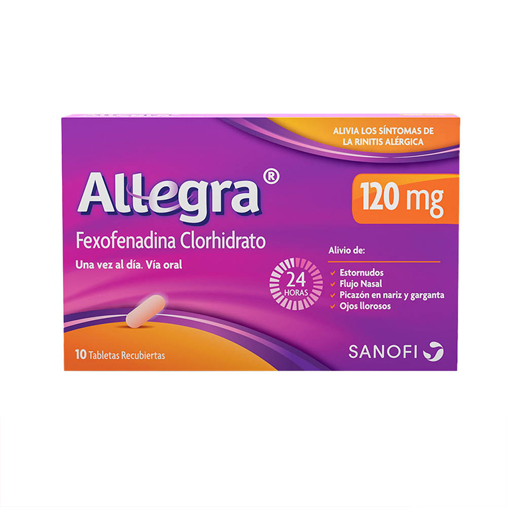 Allegra 120mg Caja x 10 Tabletas Recubierta Cruz Verde